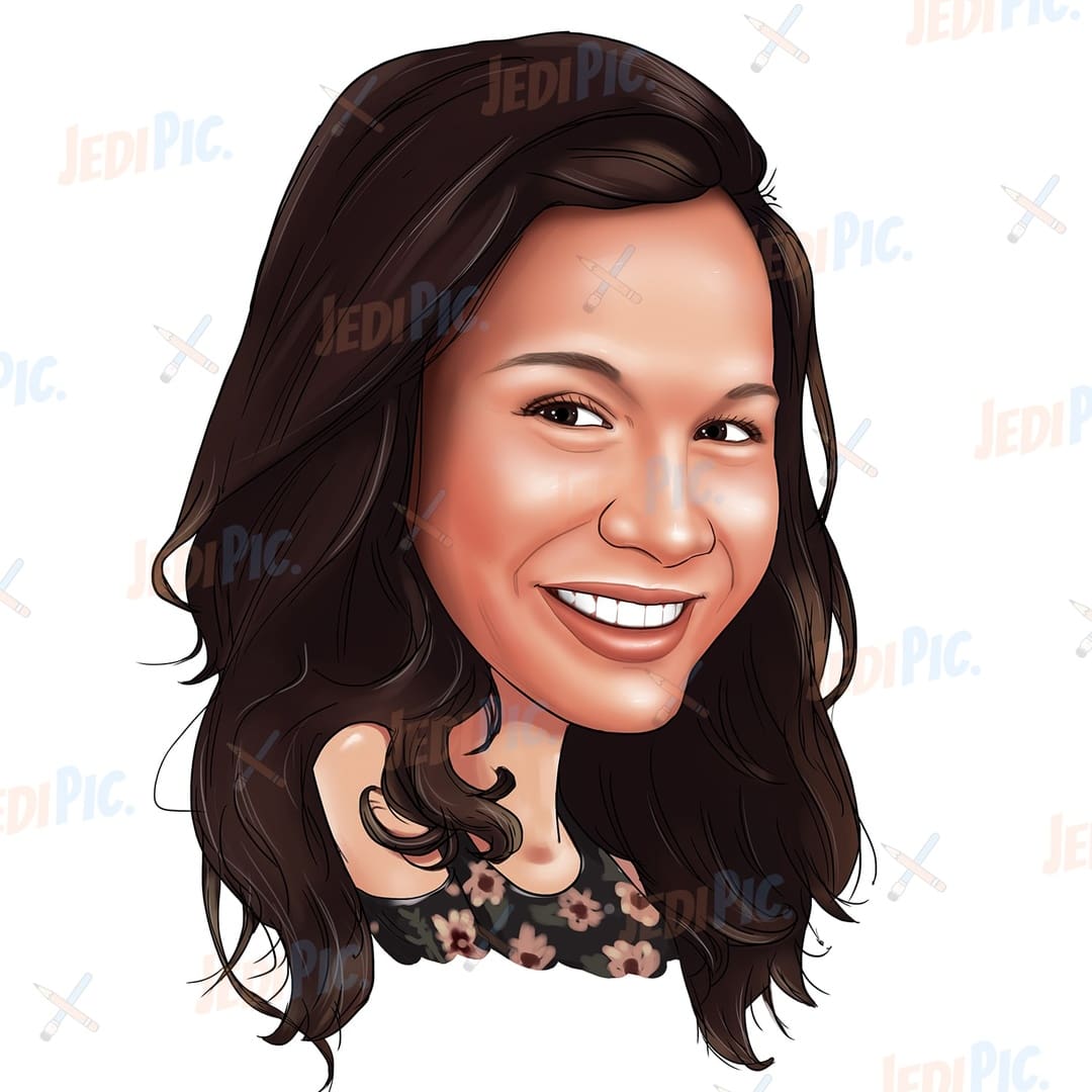 Colored Digital Caricature of 1 Person from Photos
