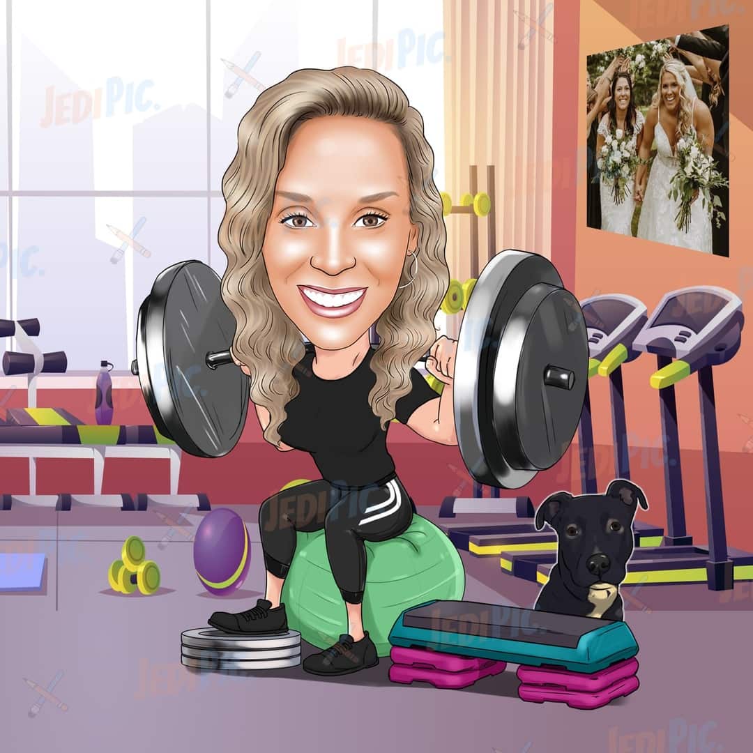 Digital Caricature With Custom Props and Background