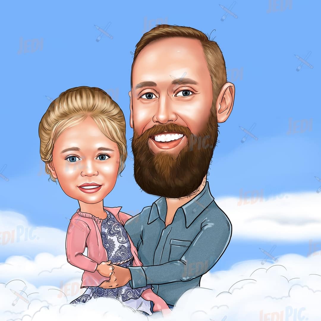 Half Body Caricature Family Drawing