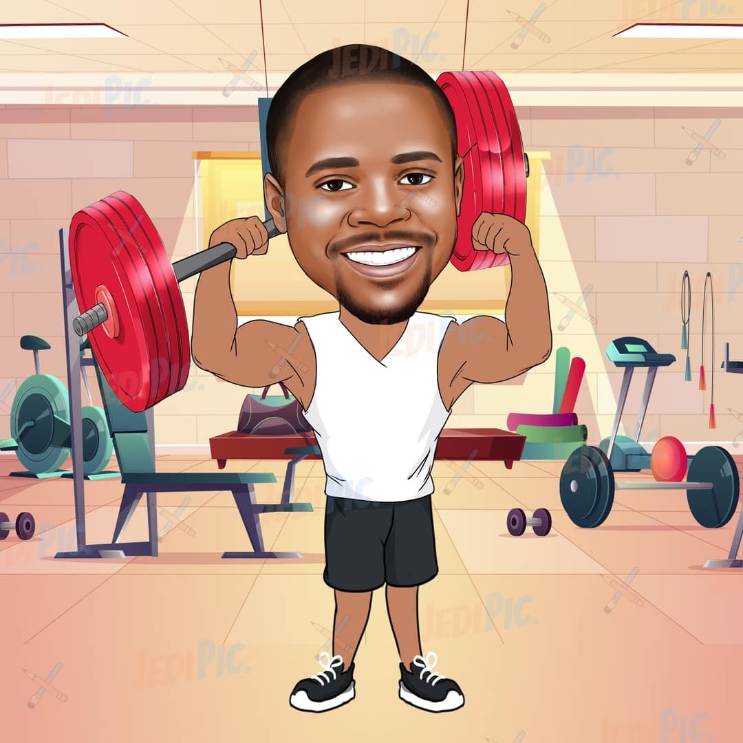 Gym Digital Caricature in Color Style from Photo