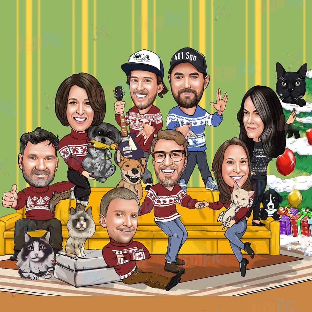 Christmas Group Caricature from Photos