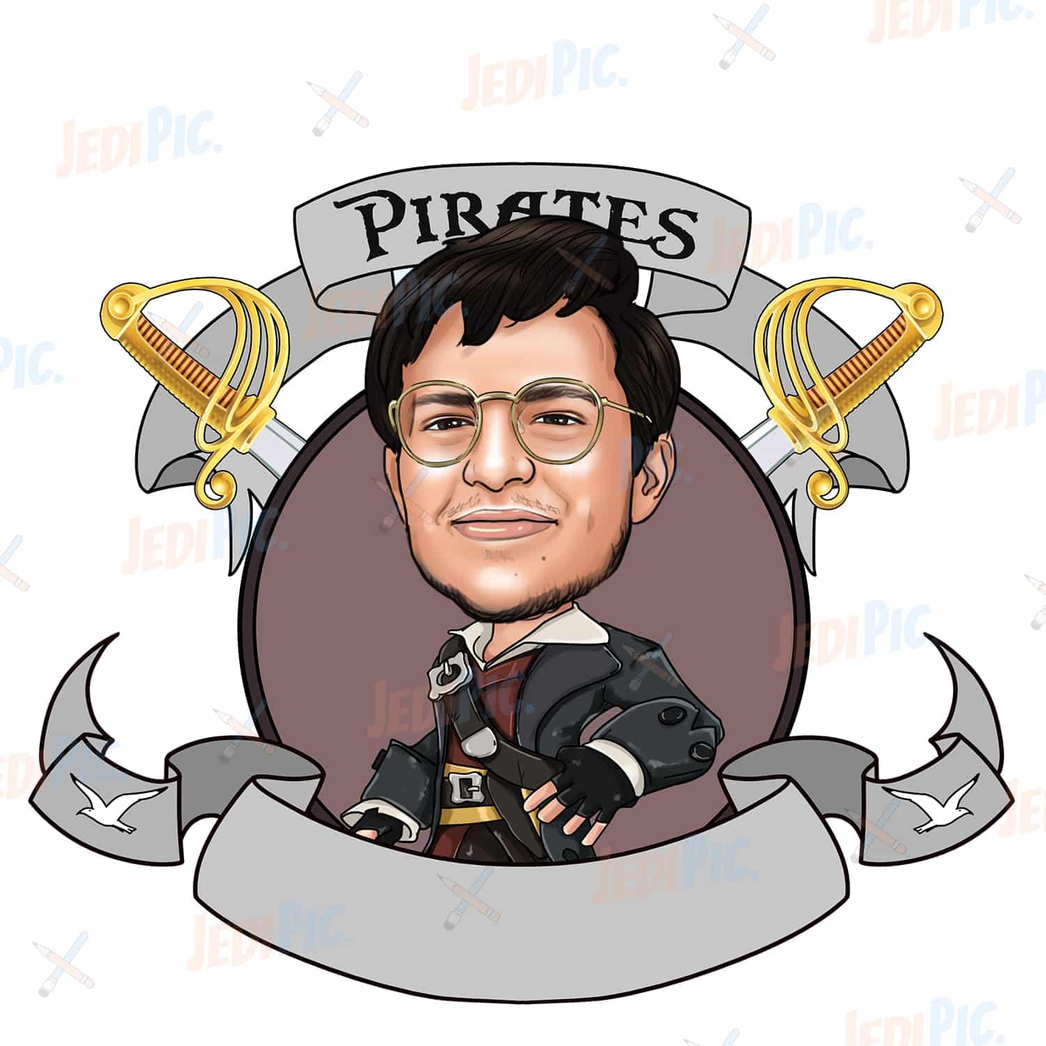 Pirate Cartoon Portrait in Color Style