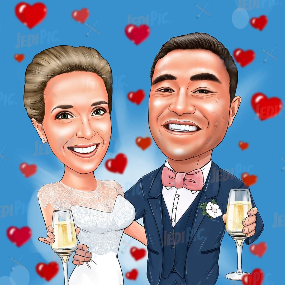 Love Caricature of Couple for Personalized Gift