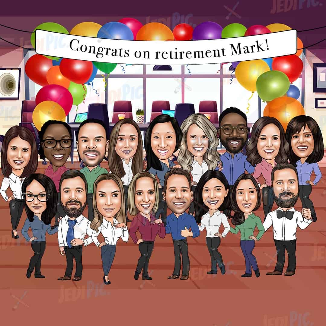 Office Team Gift - group caricature with Logo