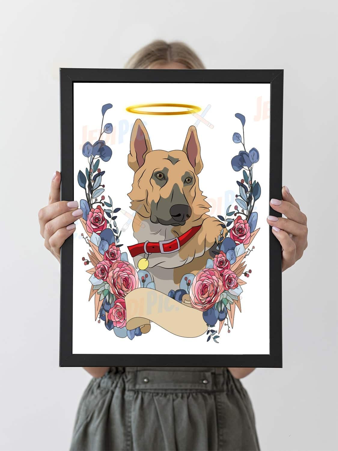 Colorful Digital Pet Portrait with Custom Background Options