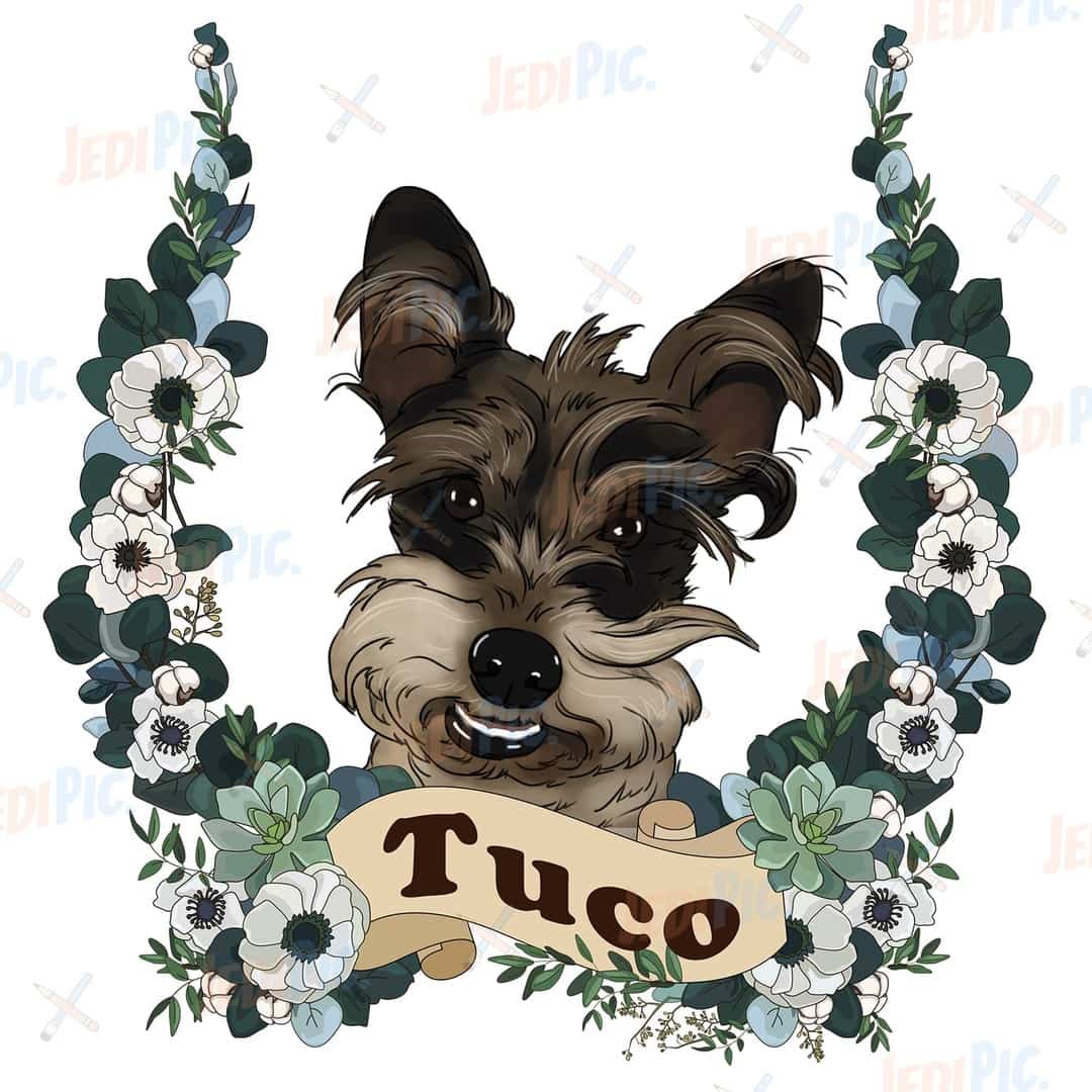 Custom Dog Cartoon Portrait in Colored Style