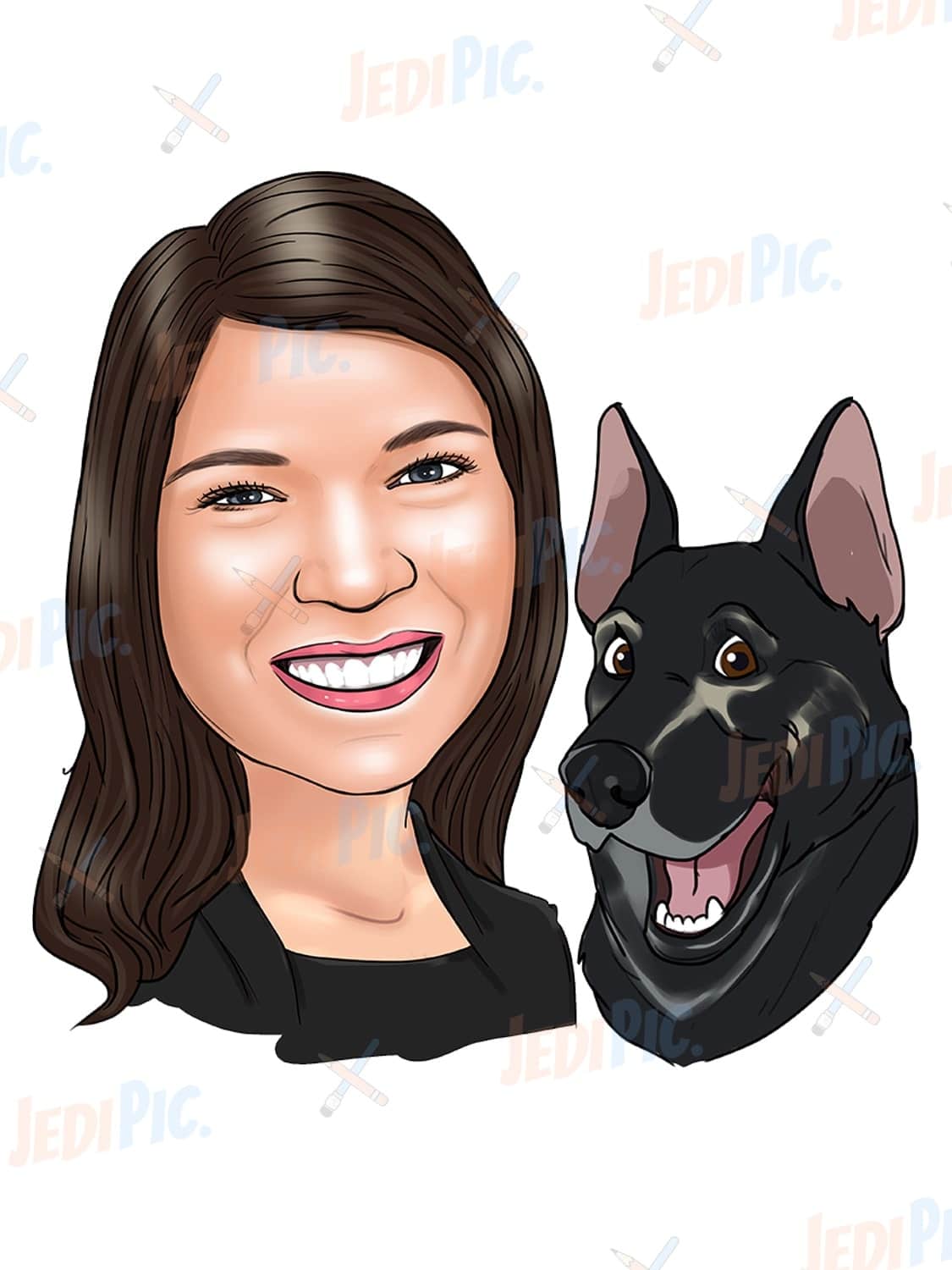 Owner with Pet Caricature