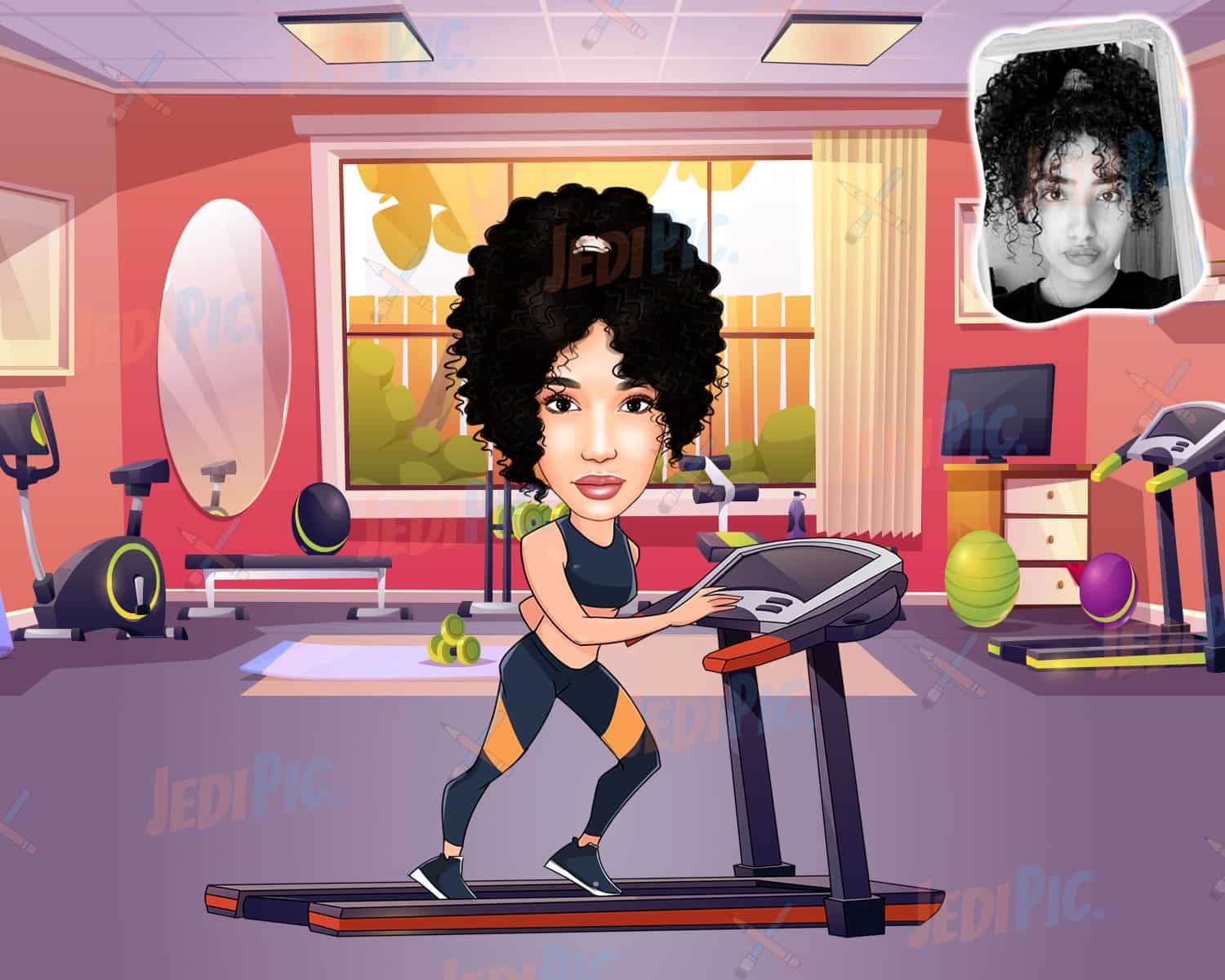 Gym Caricature Fitness Caricature in Digital Style