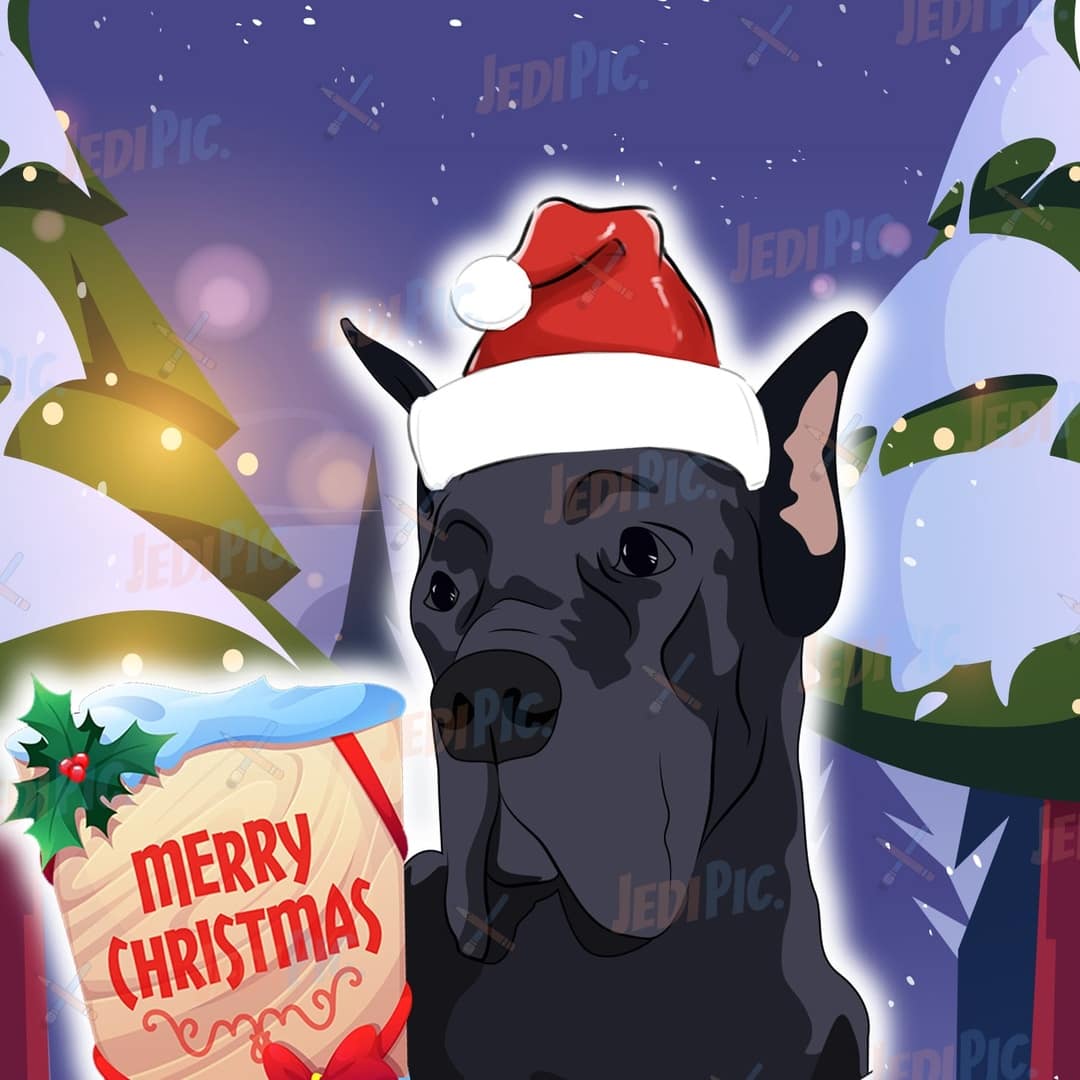 Christmas Dog Cartoon Portrait