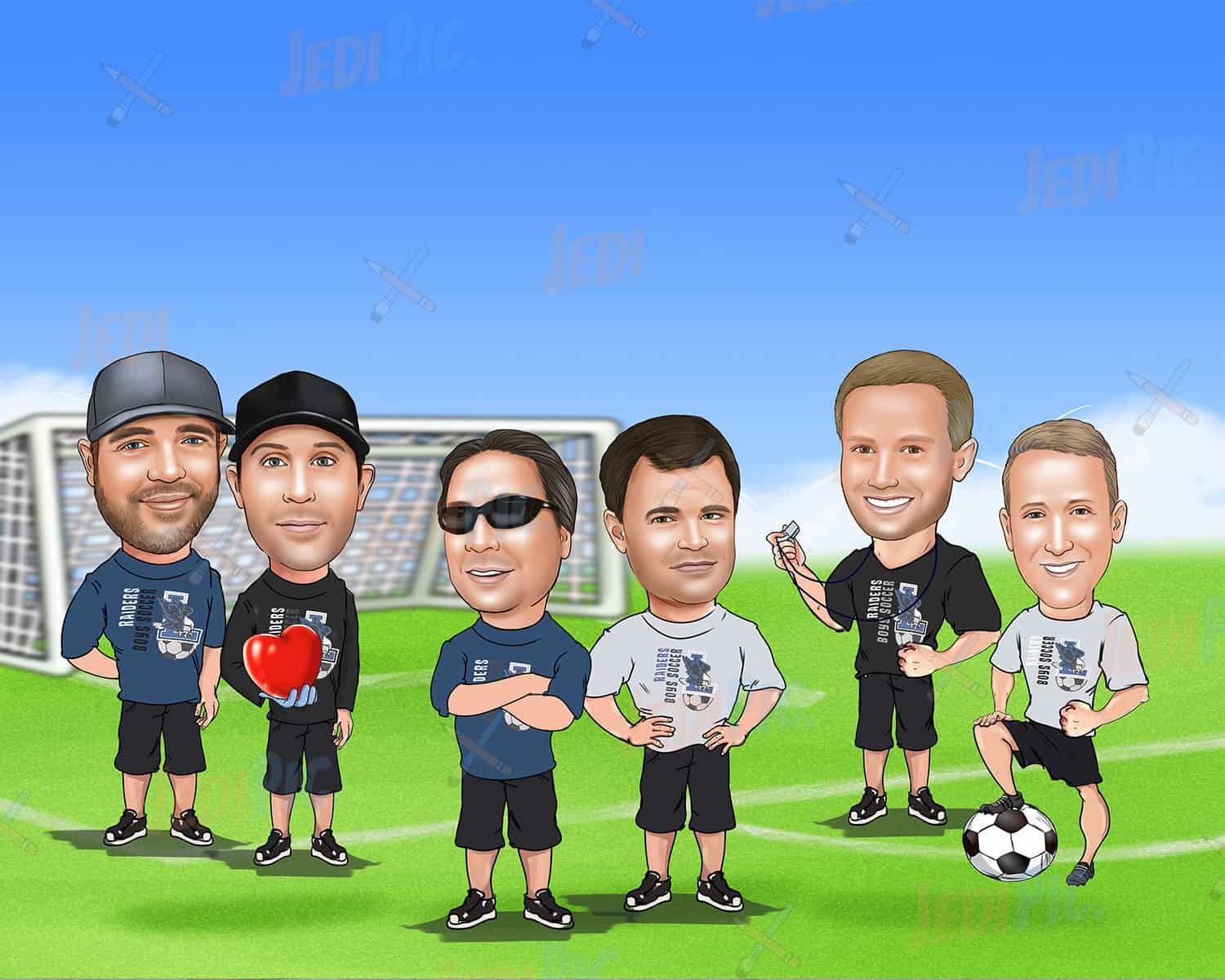 Group Caricature Drawing gift for Team