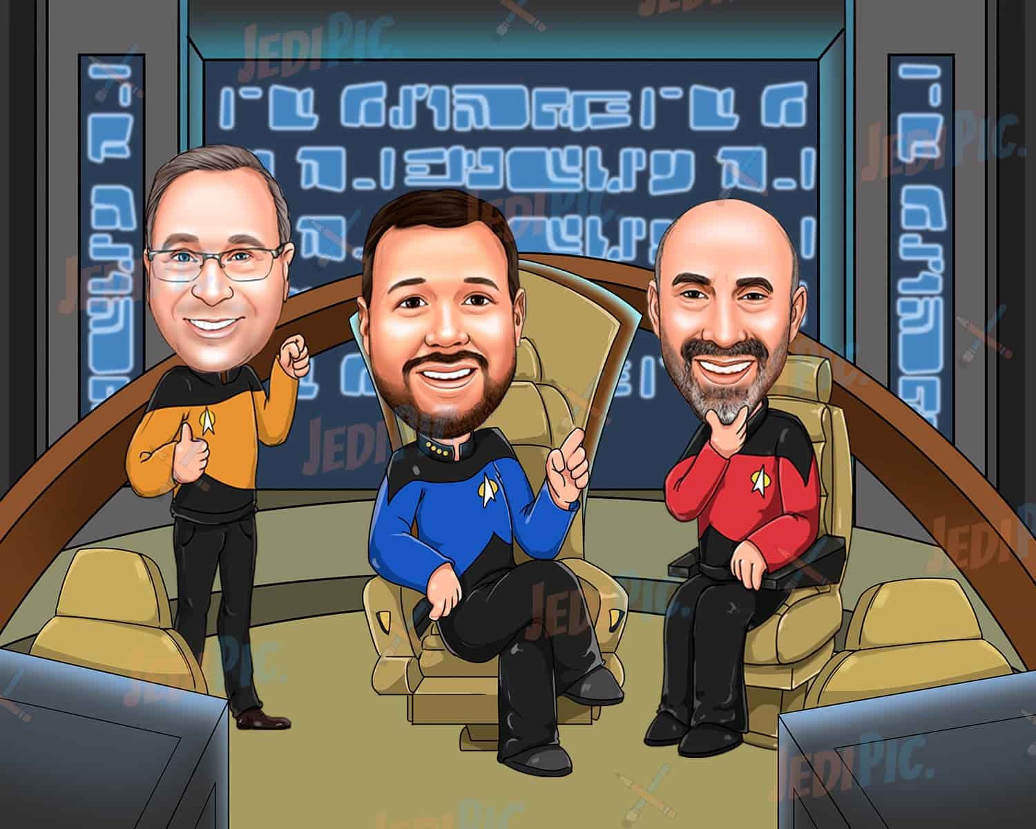 Group Caricature Drawing for Star Treck Fans