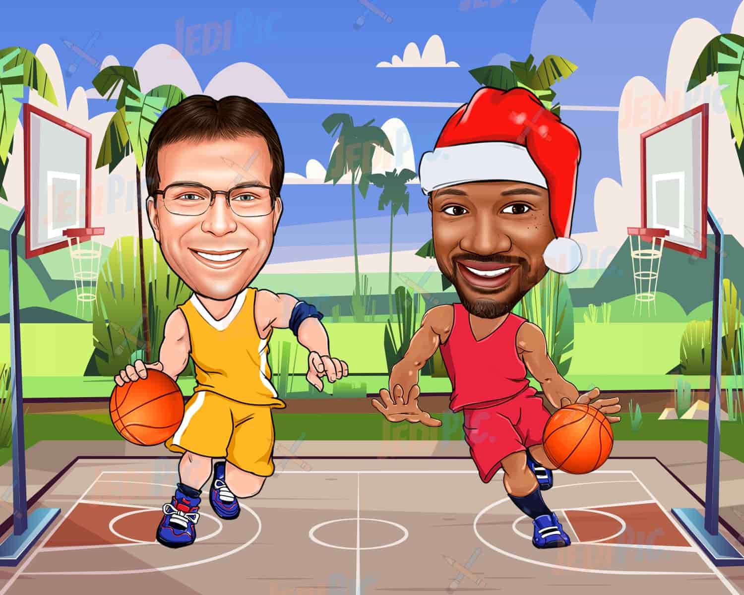 Basketball Caricature from Photo with Custom Background