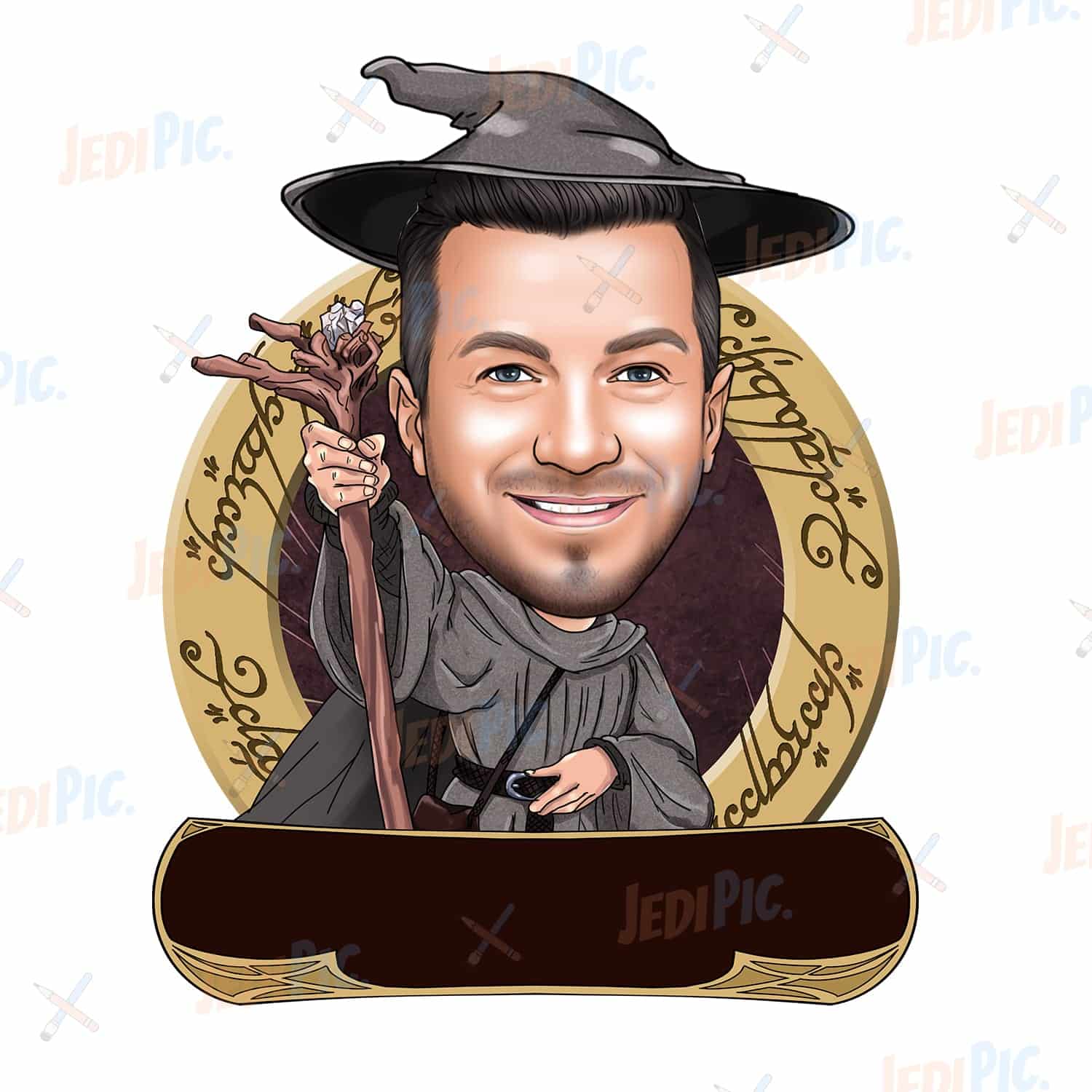 Wizard Cartoon Portrait in Digital Style