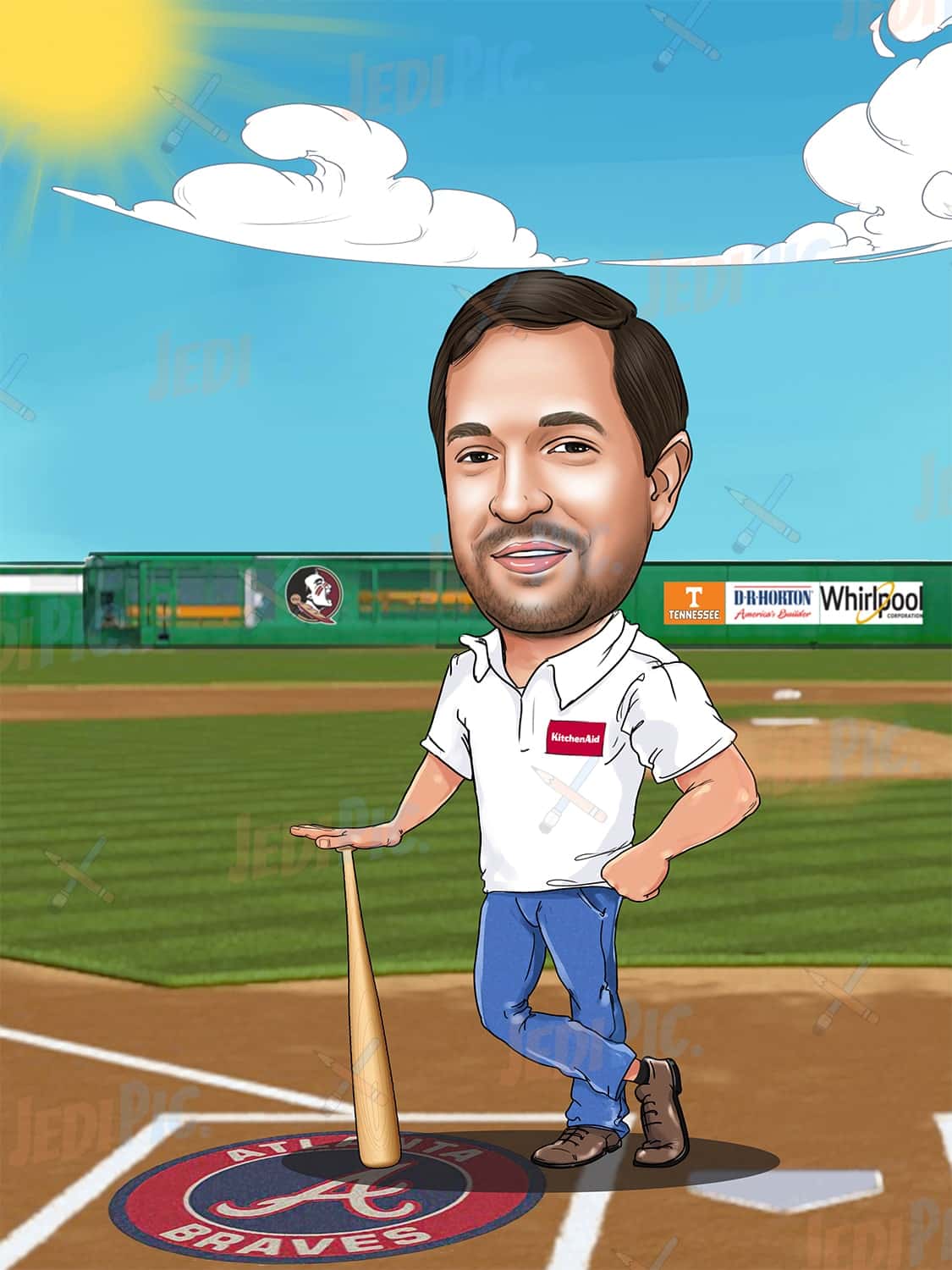 Cartoon Portrait Baseball Coach