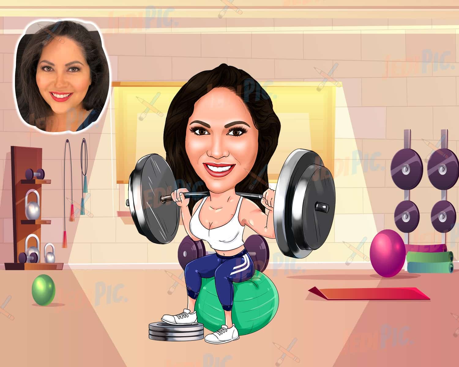 Female Gym Caricature from Photos