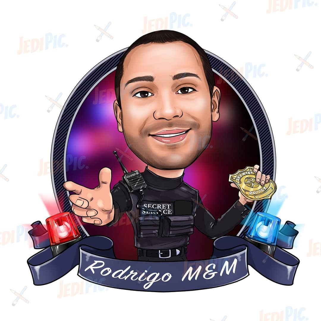 Personalized cartoon portrait featuring Profession
