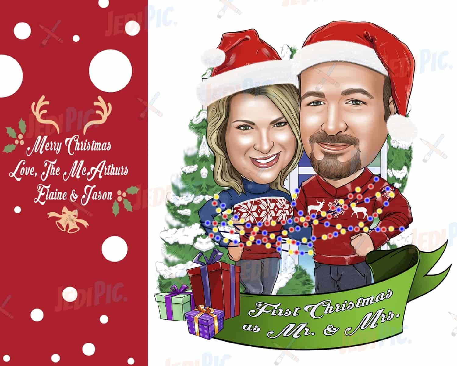 Personalized Christmas Cards Cartoon Caricature