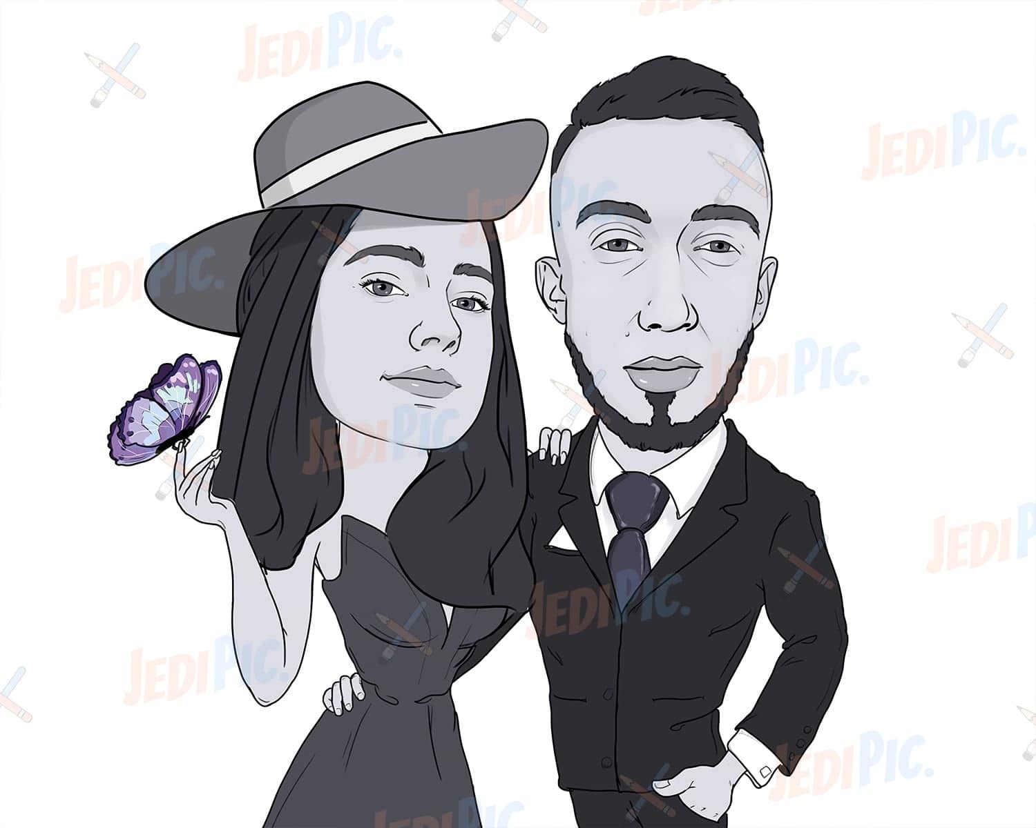 Couple Cartoon Portrait for Valentine's Day Gift