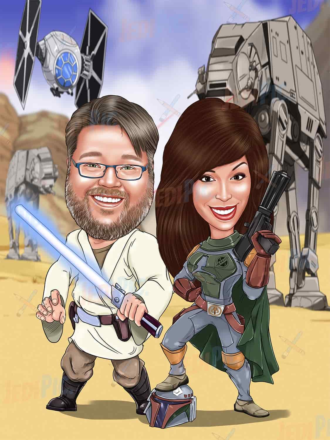 Star Wars Themed Couple Caricature