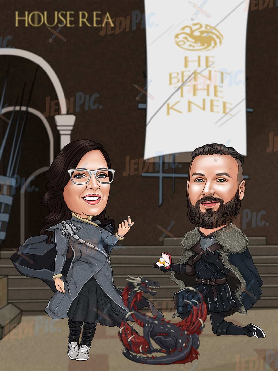 Custom Couple Caricature for Game of Thrones Fans