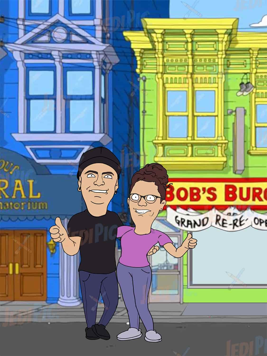 Custom Bobs Burgers Couple Drawing