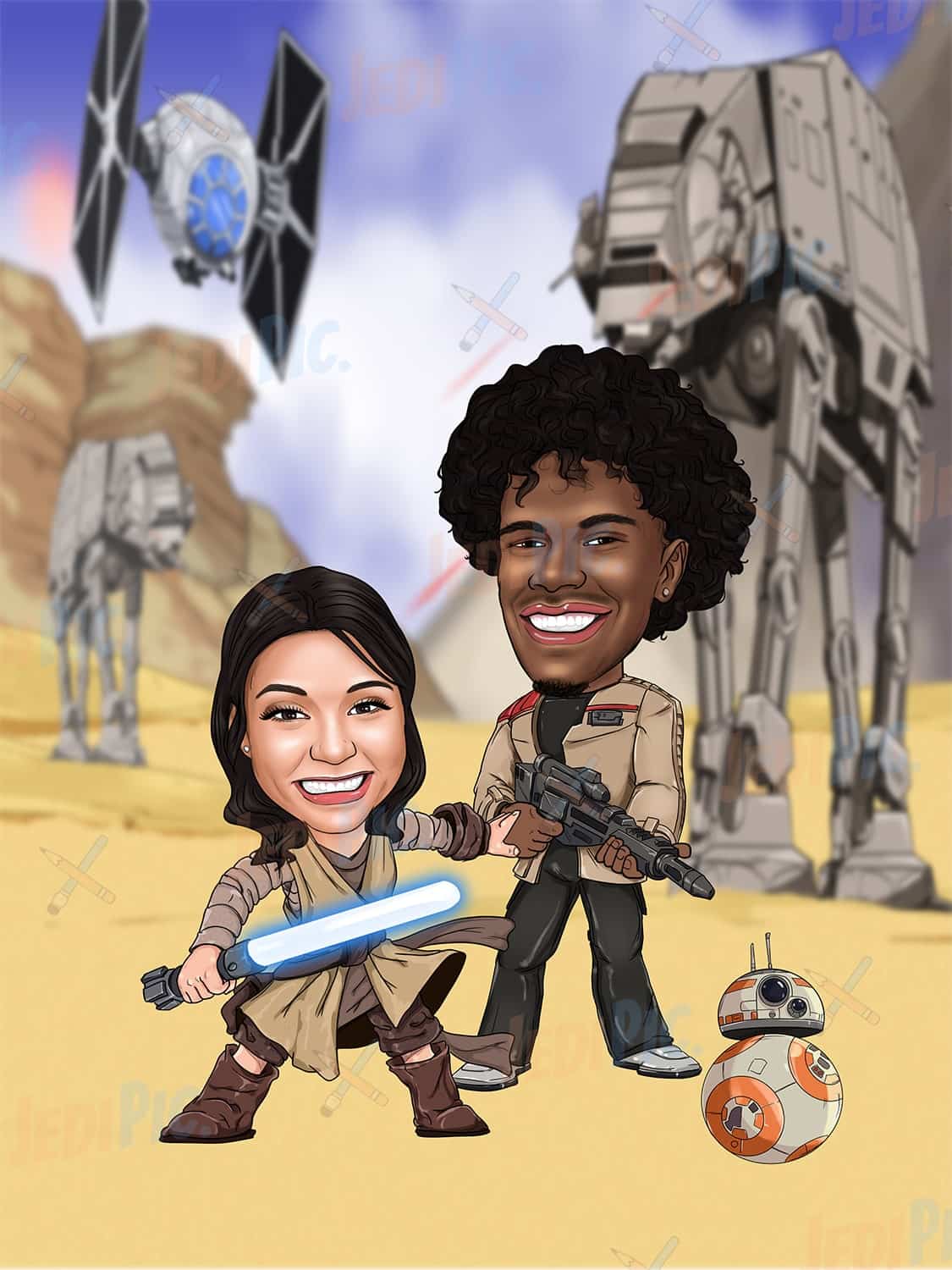Star Wars Fans Couple with Custom Background