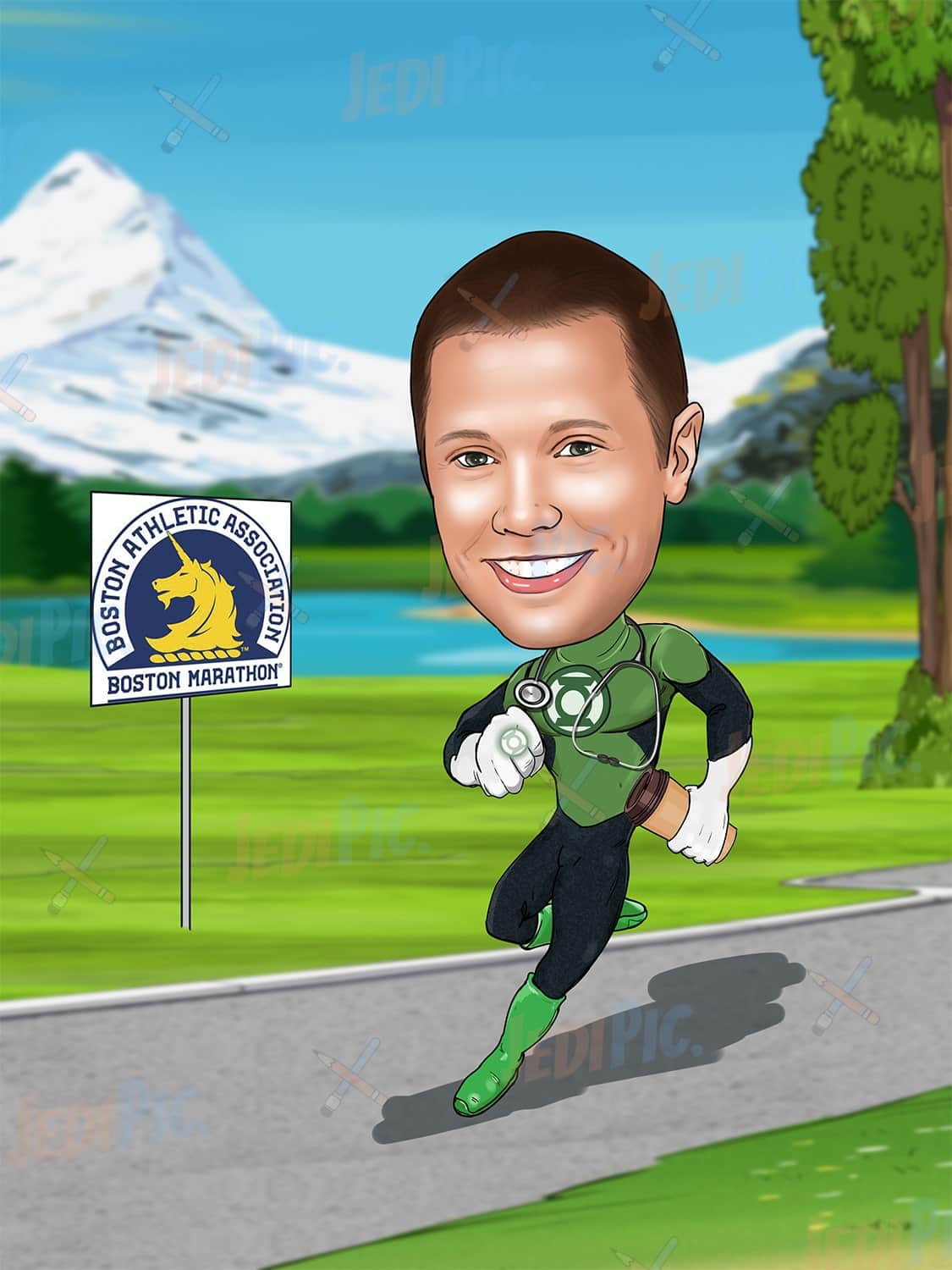 Running Superhero Caricature from Photo