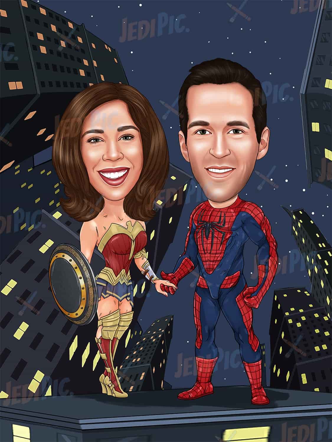 Spider Couple Caricature from Photos