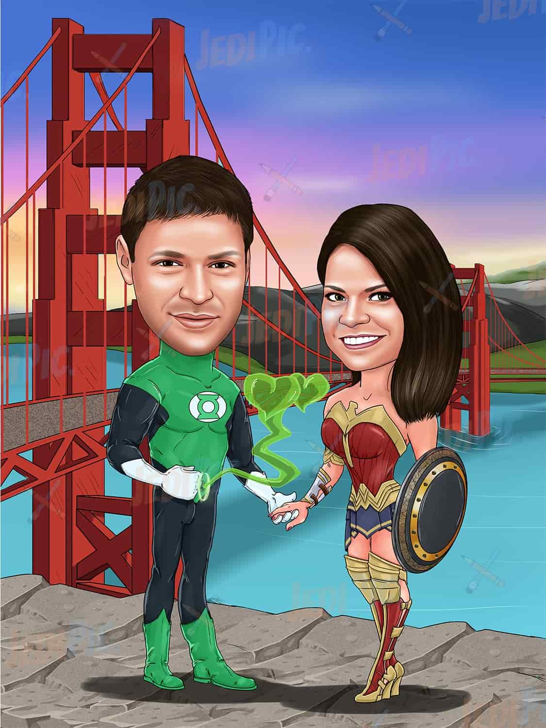 Couple as Superheroes - Valentines Day Gift