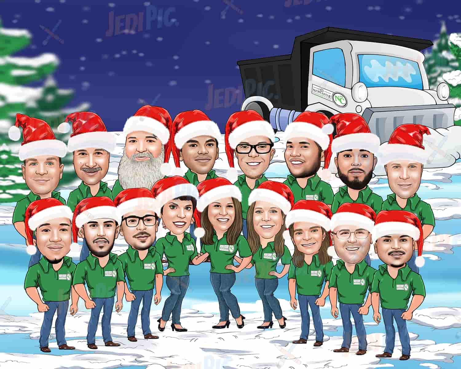Christmas Group Cartoon Portrait from Photos
