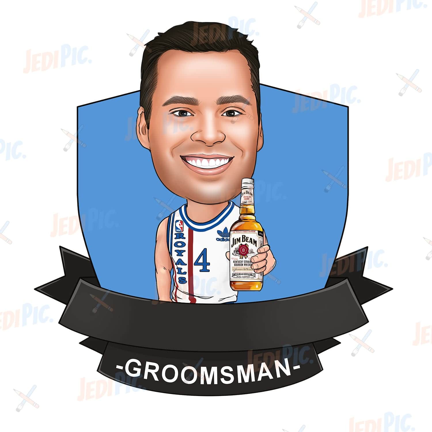 Personalized Groomsman Digital Portrait Drawing