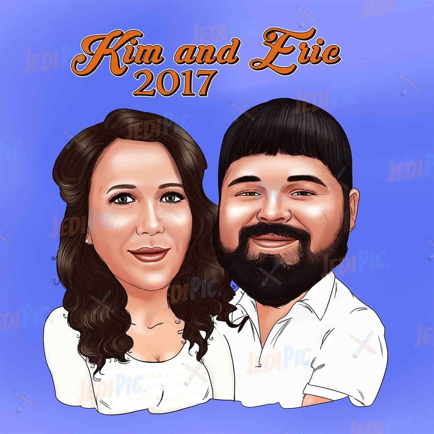 Couple Cartoon Portrait from Photos - Birthday Gift