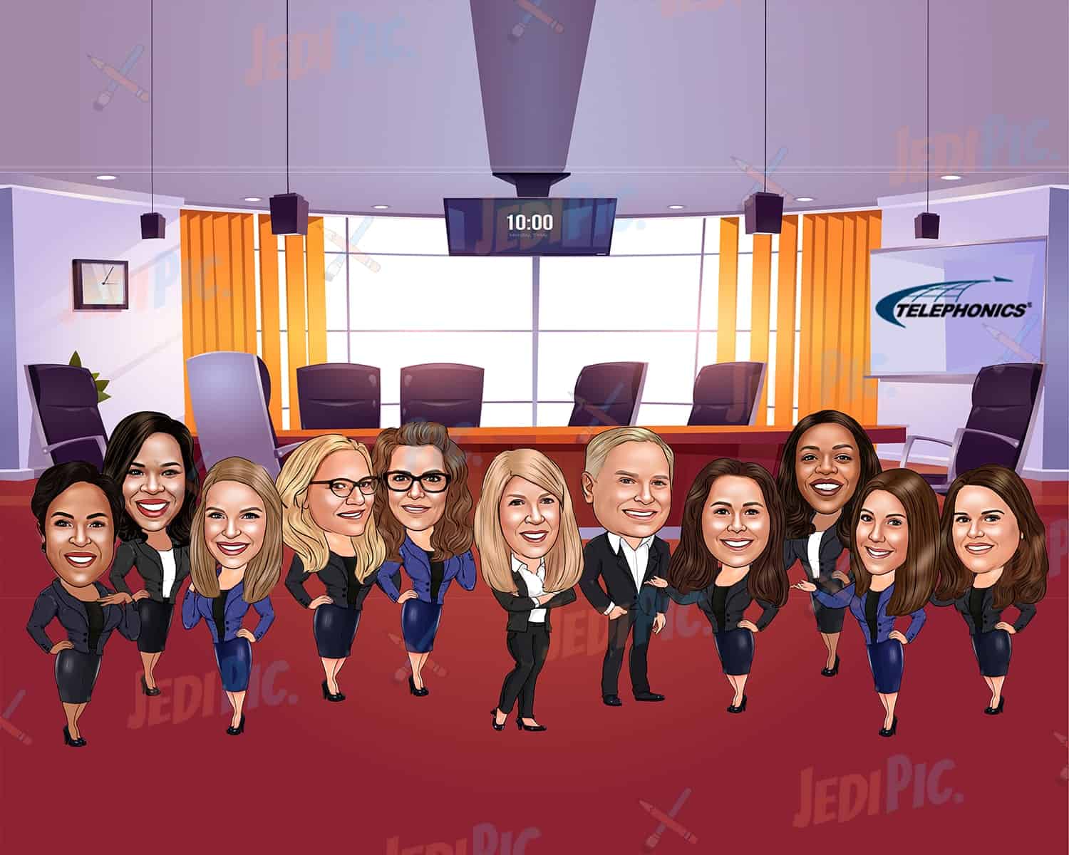 Group caricature with Office Background
