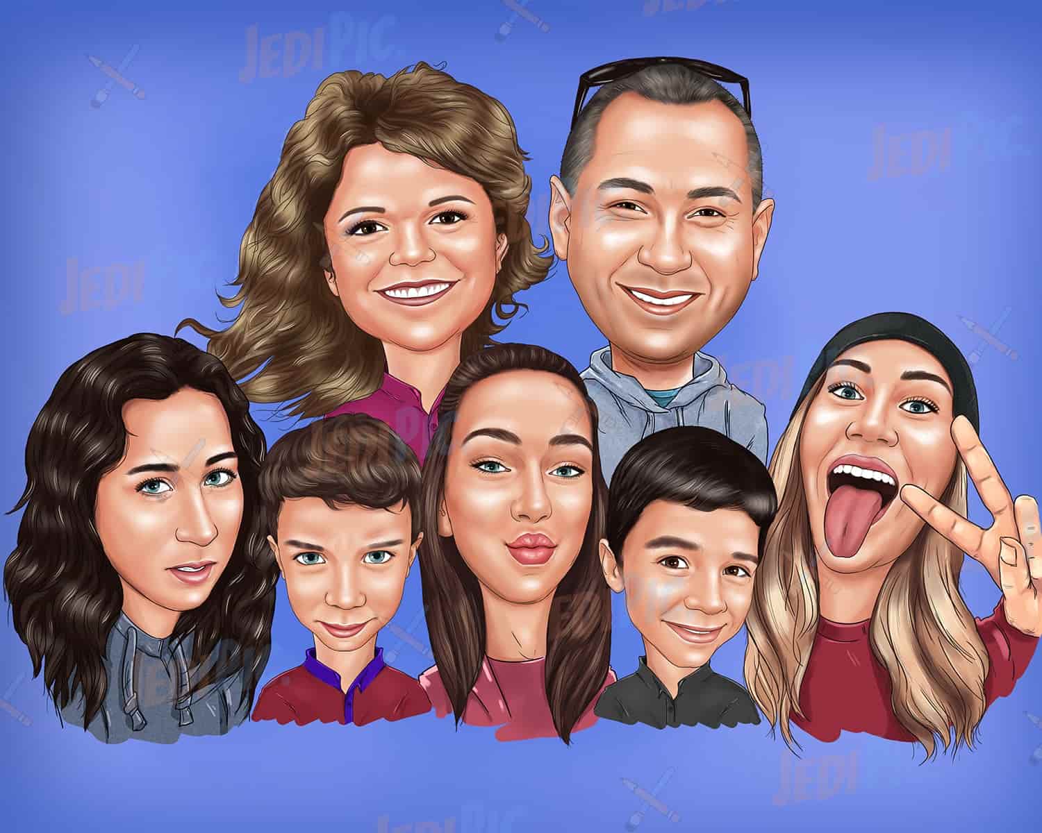 Group Cartoon Portrait from Photos