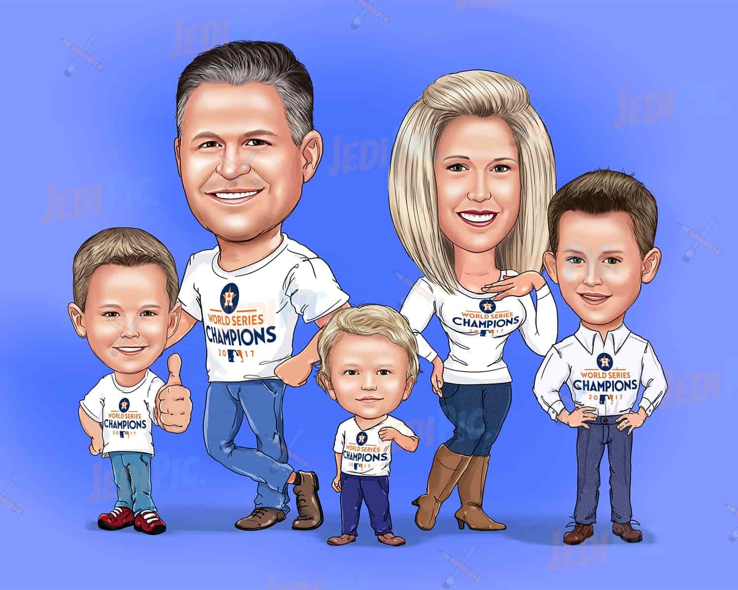Family Cartoon Caricature in Color Style
