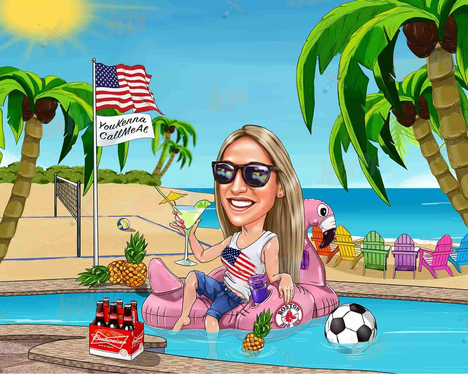 Custom Person Vacation Caricature Gift