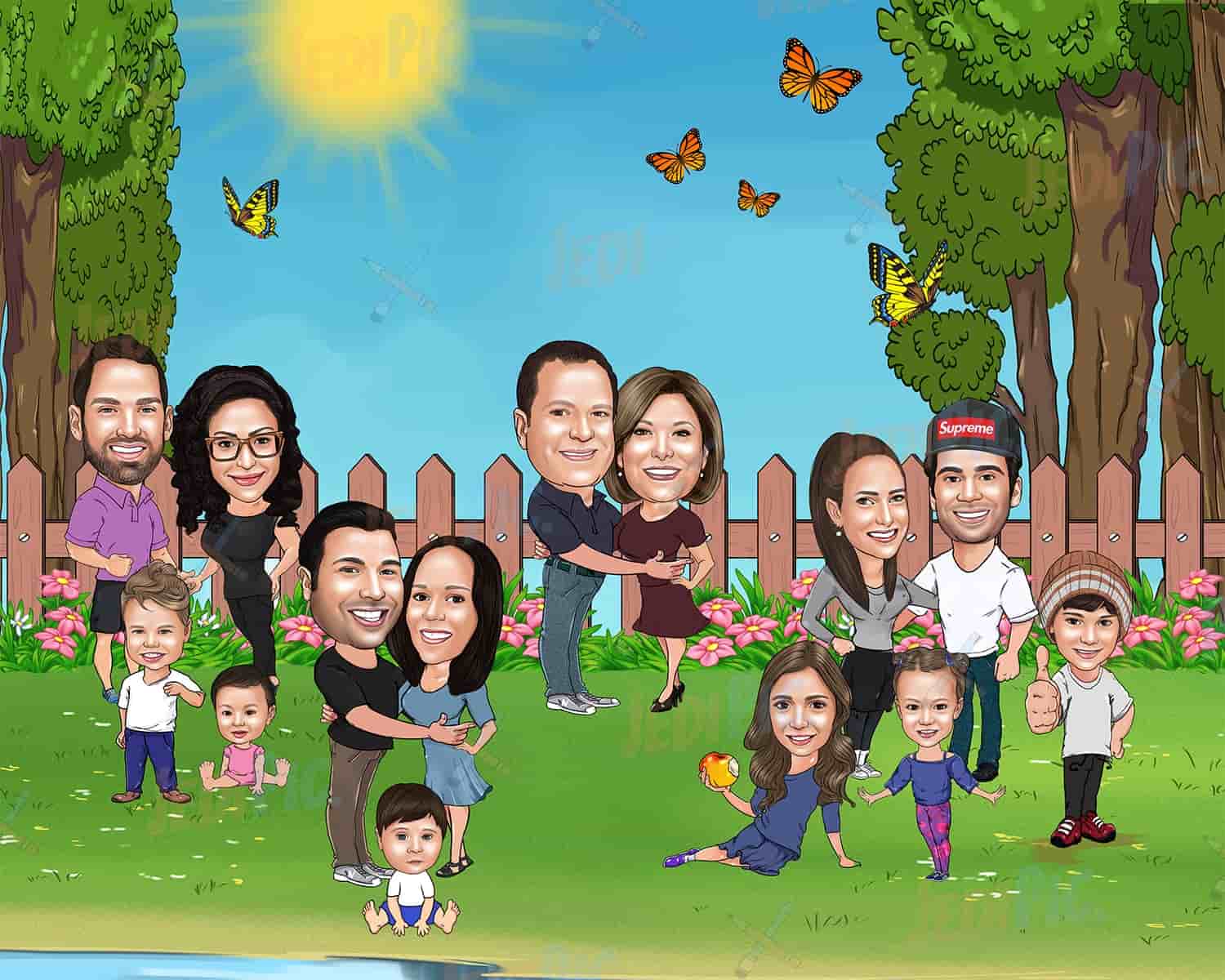 Thanksgiving Large Group Caricature
