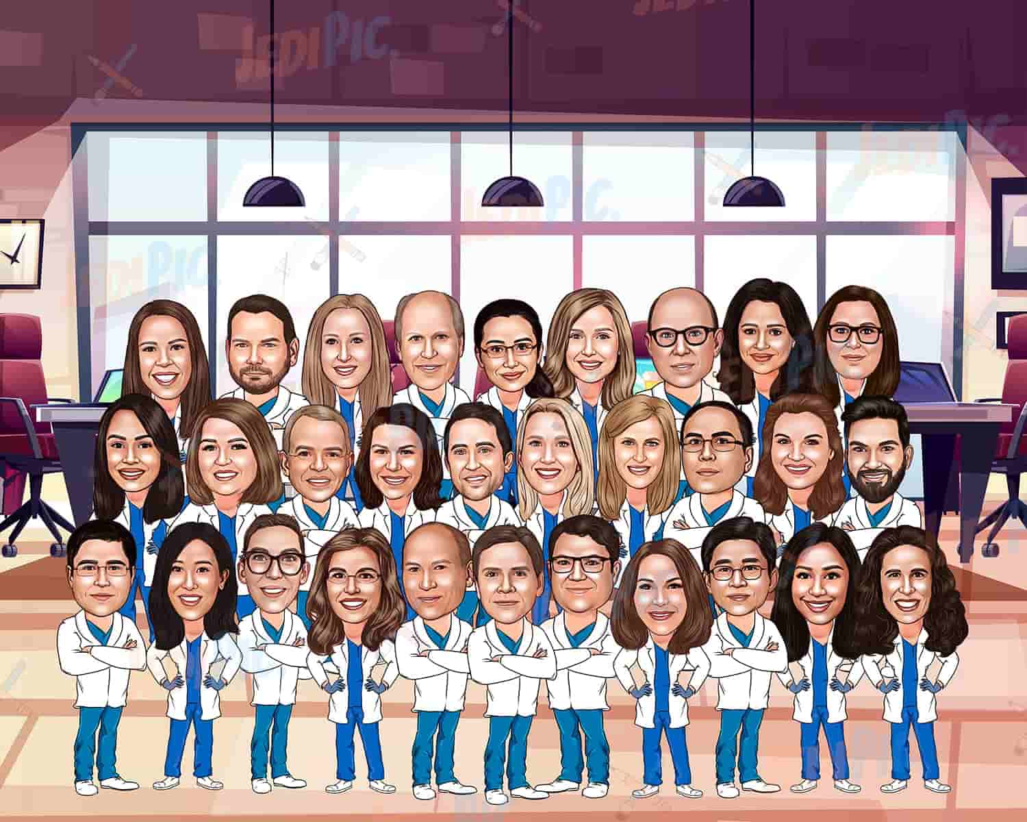 Medical Doctors Group Caricature from Photos