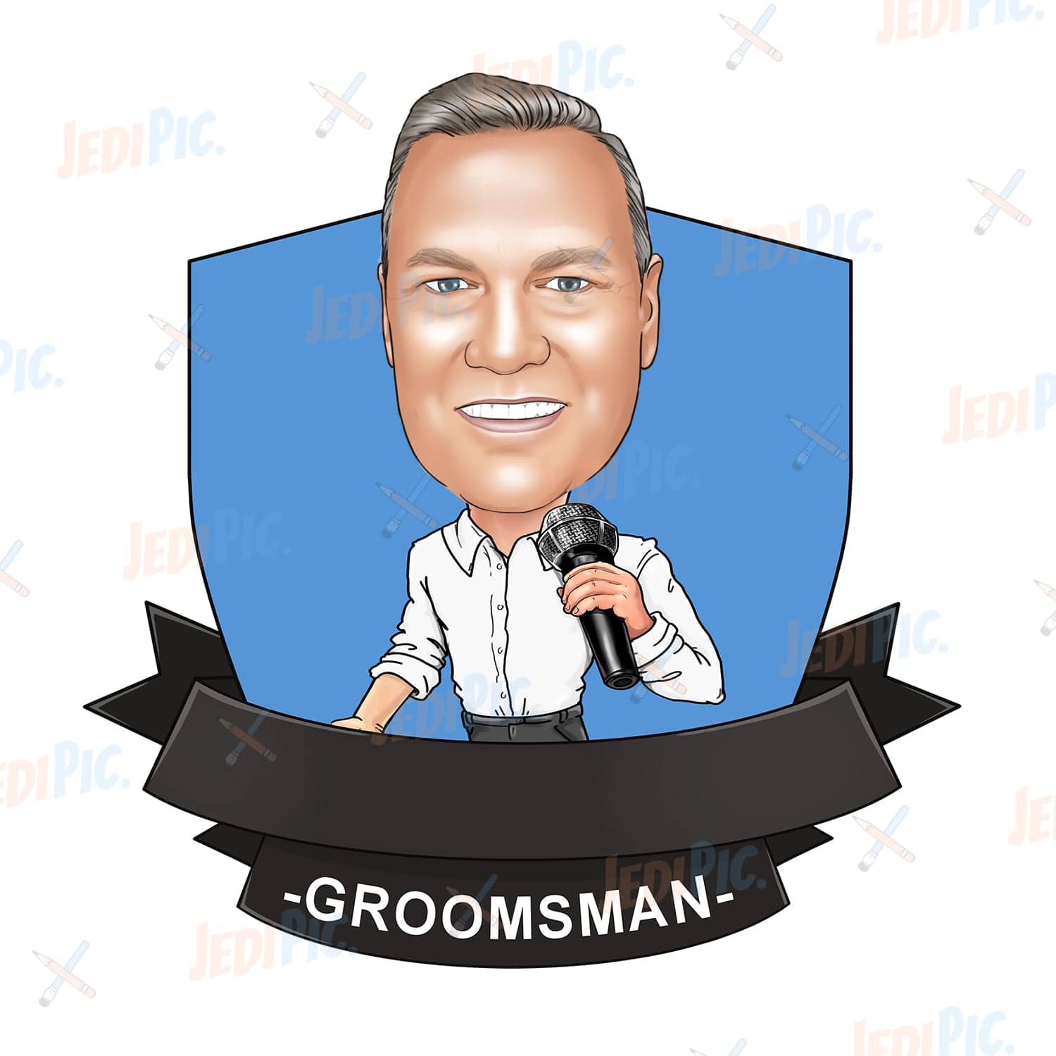 Groomsman Digital Drawing with Big Head