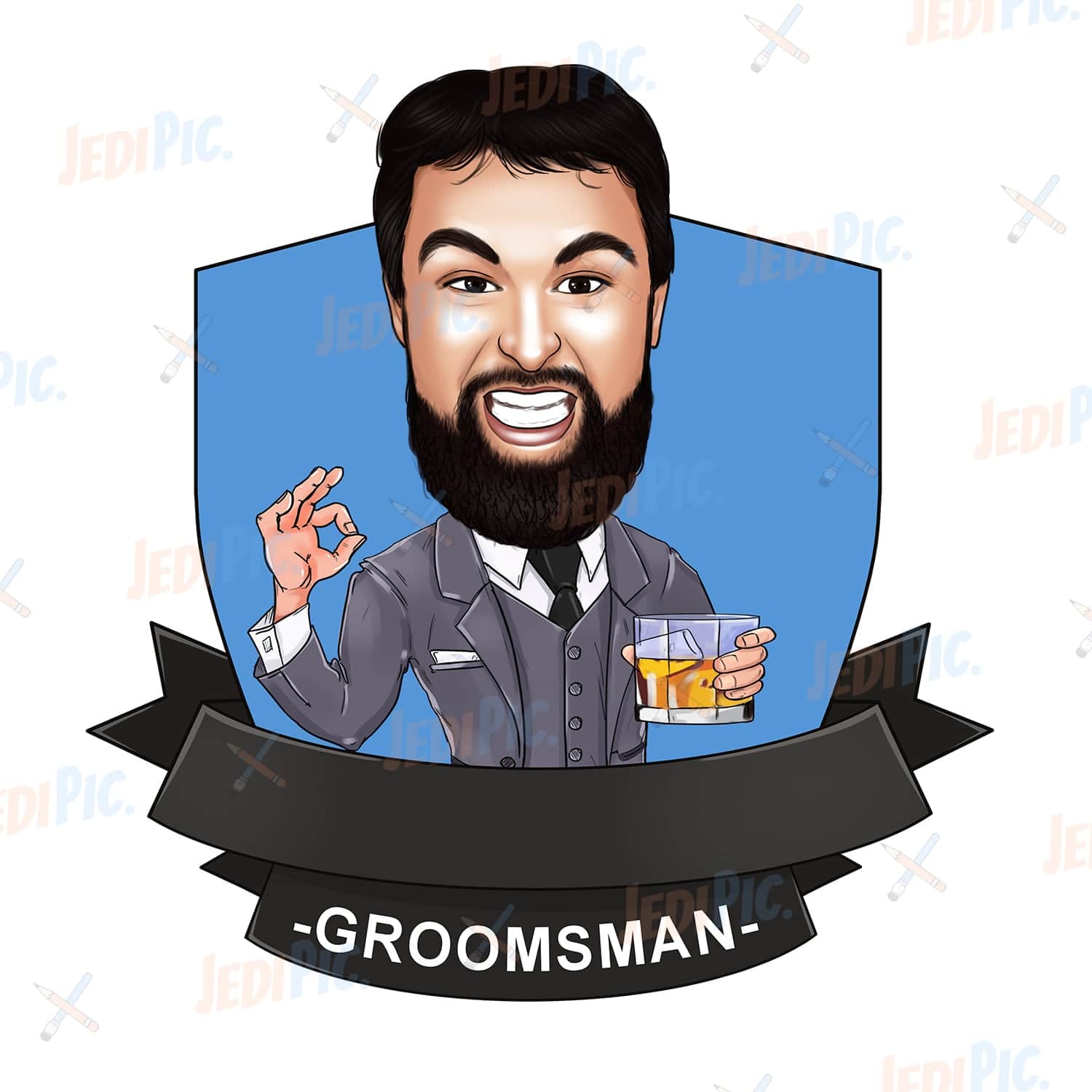 Groomsman Portrait Drawing