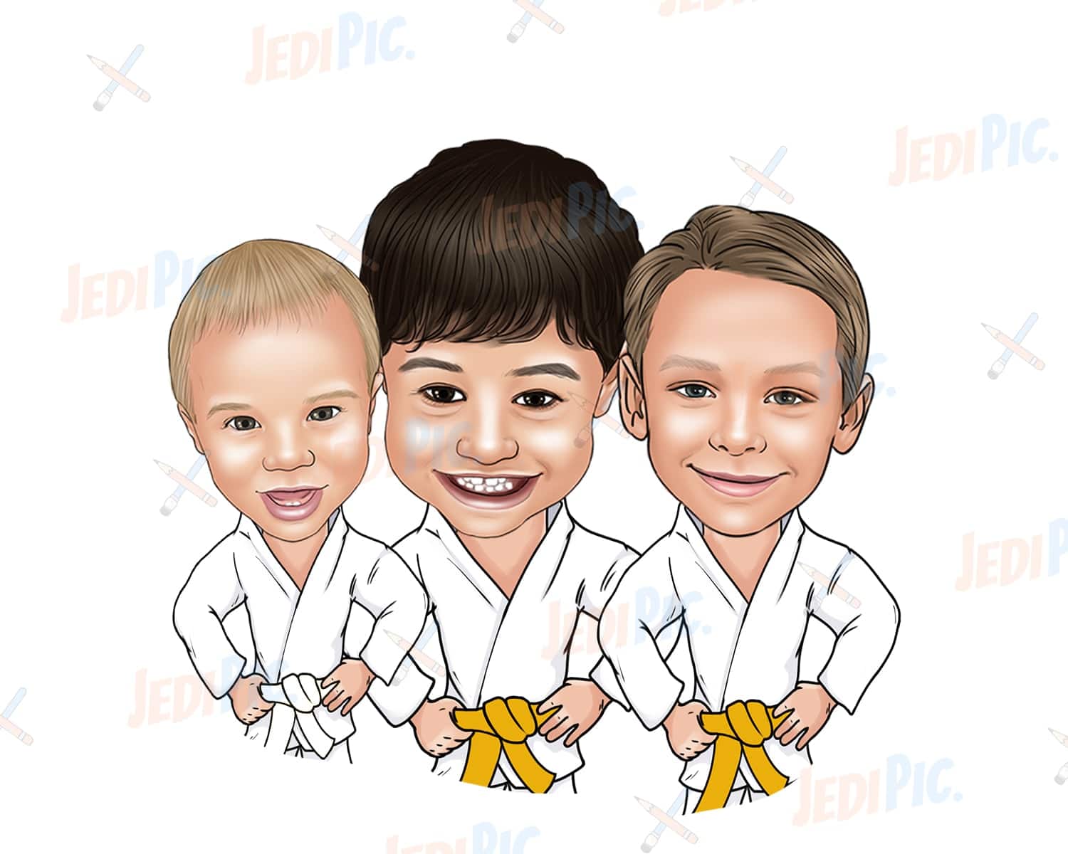 Karate Kids Cartoon Caricature from Photos
