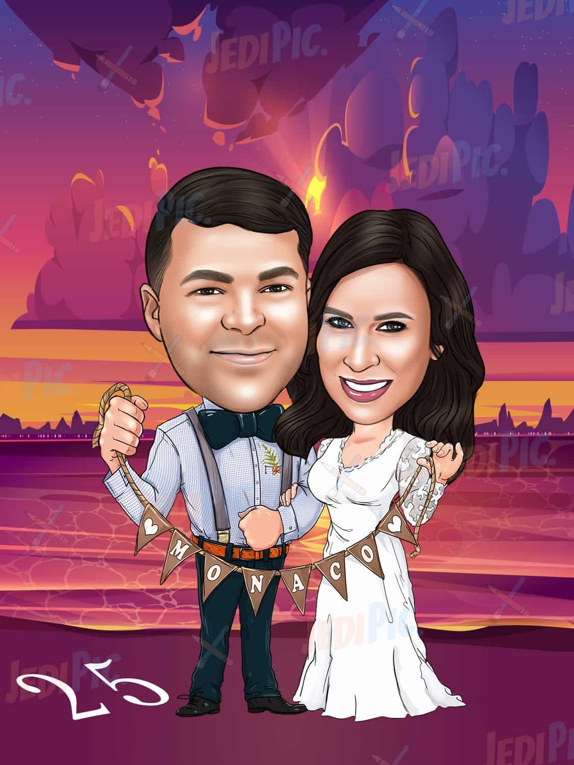 Happy Wedding Anniversary Caricature Gift for him