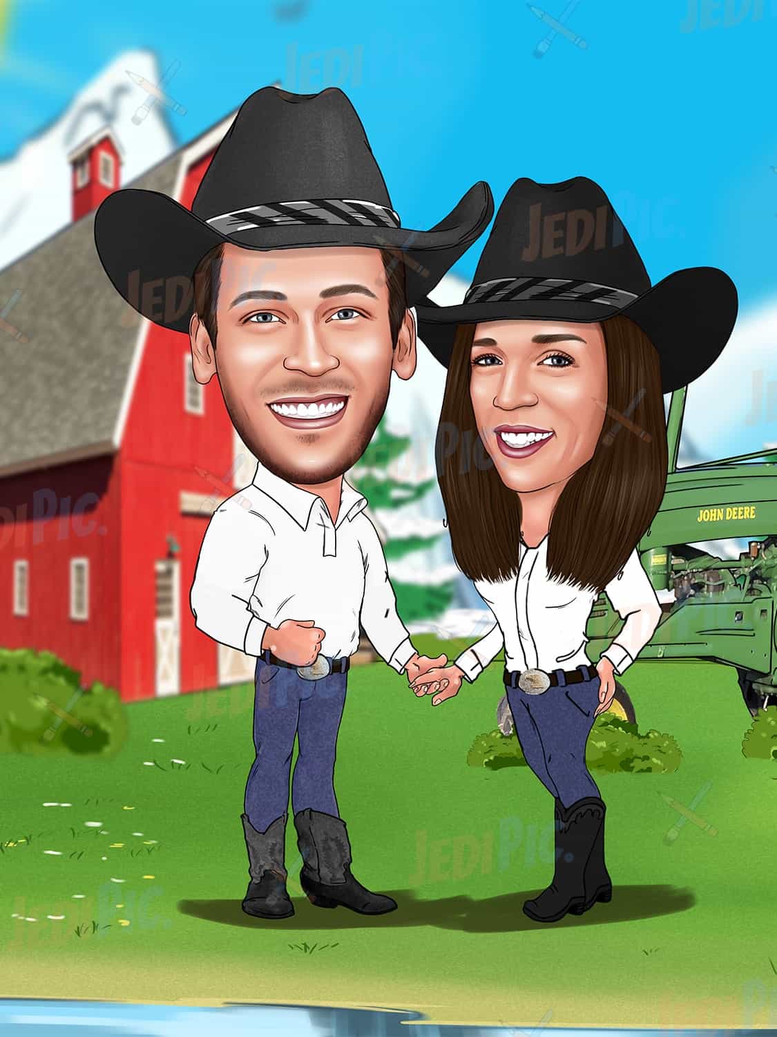 Farmers Couple Caricature from Photos