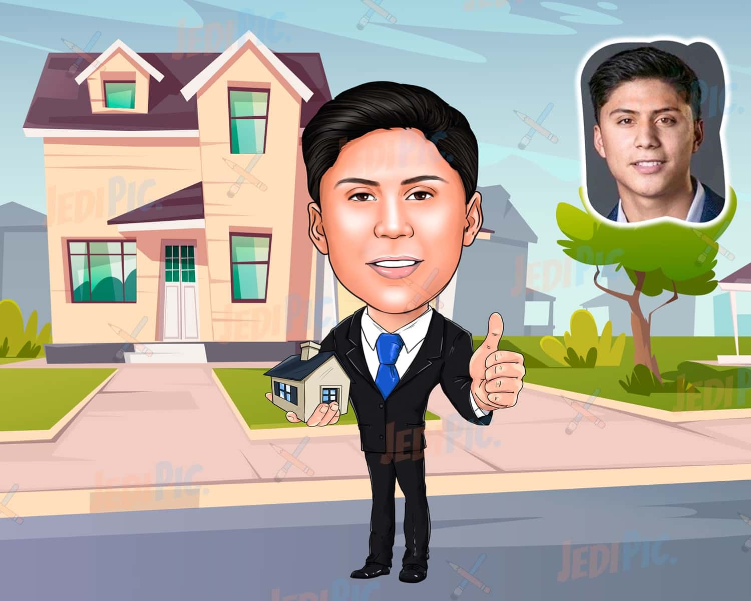 Personalized Realtor Drawing with Custom Background