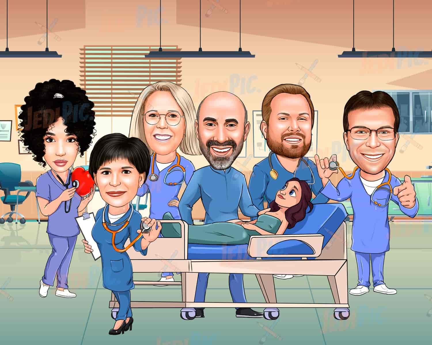 Group Doctors Caricature from Photos