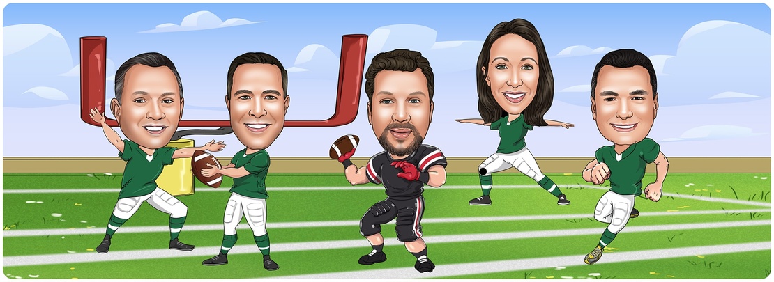 American football rugby Caricatures