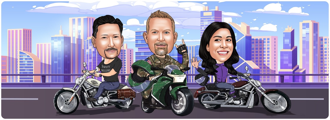 Motorbike Rider Caricature