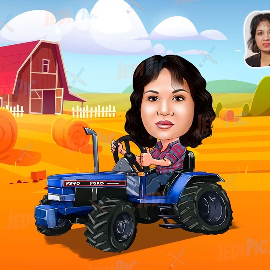 Custom Tractor Cartoon Portrait JediPic