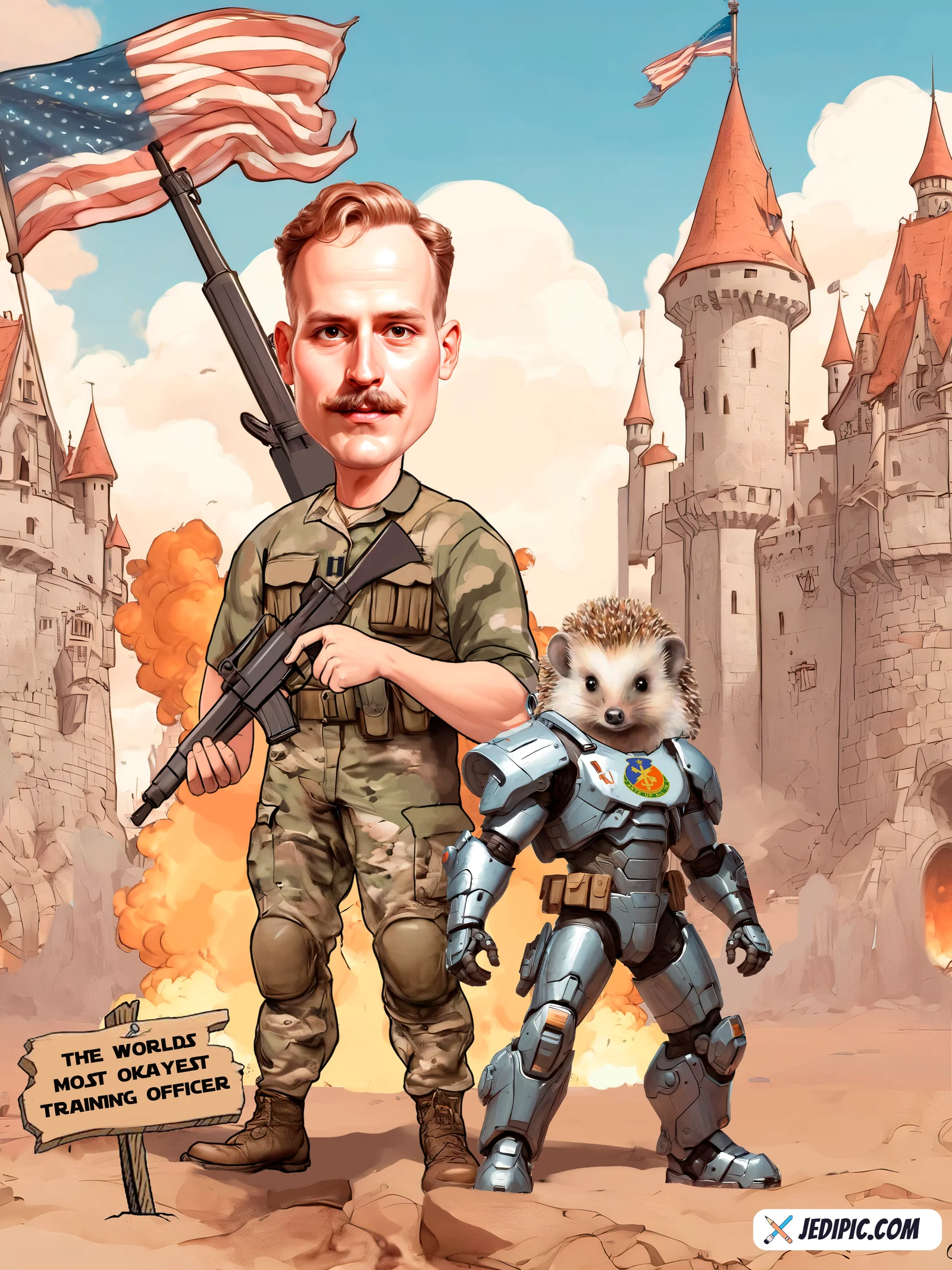 Custom Military Caricature from Photo - Service Member Military Gift