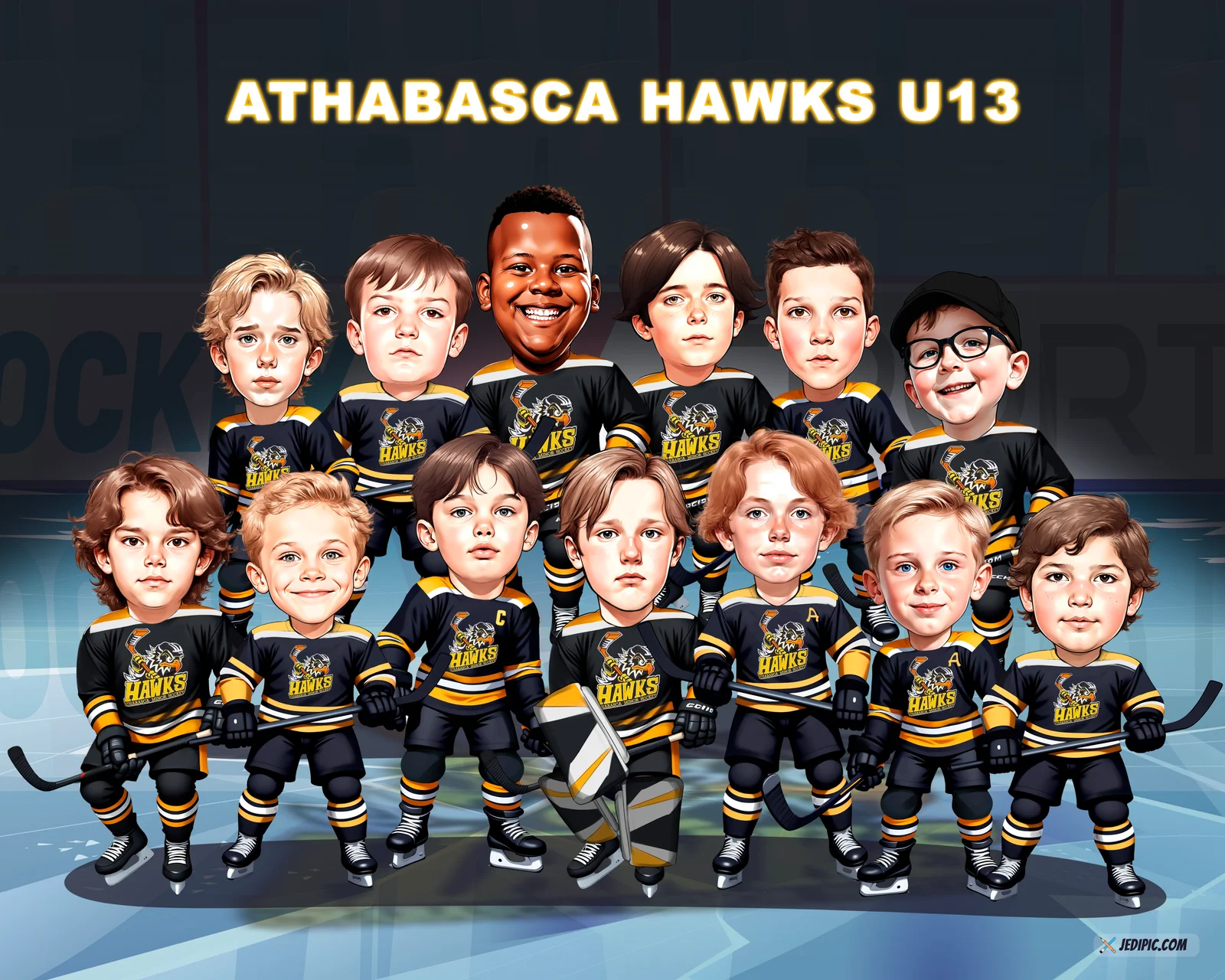 Custom Hockey Caricature from Photo - Hockey Player Hockey Gift